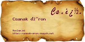 Csanak Áron névjegykártya